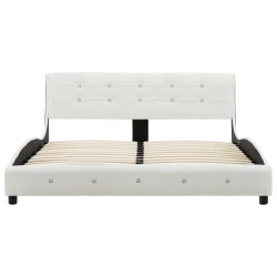 Cadre de lit sans matelas blanc similicuir 135x190 cm 