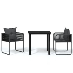 Ensemble à manger de jardin 3 pcs Noir 