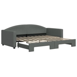 Lit de jour avec gigogne sans matelas gris foncé 90x190 cm 