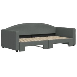 Lit de jour avec gigogne sans matelas gris foncé 90x190 cm 