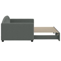 Lit de jour avec gigogne sans matelas gris foncé 90x190 cm 