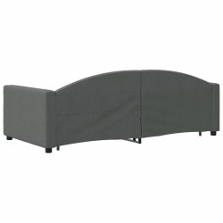 Lit de jour avec gigogne sans matelas gris foncé 90x190 cm 