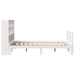 Lit bibliothèque sans matelas blanc 120x200 cm bois pin massif 