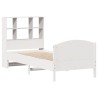 Lit bibliothèque sans matelas blanc 90x200cm bois de pin massif 