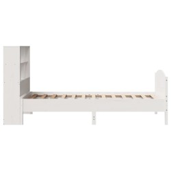 Lit bibliothèque sans matelas blanc 90x200cm bois de pin massif 