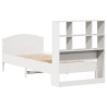 Lit bibliothèque sans matelas blanc 90x200cm bois de pin massif 