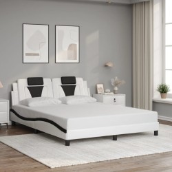 Cadre de lit sans matelas blanc et noir 160x200 cm similicuir 