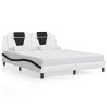 Cadre de lit sans matelas blanc et noir 160x200 cm similicuir 
