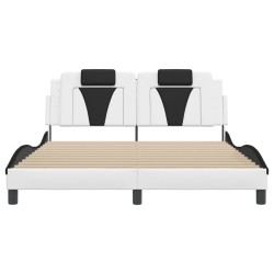 Cadre de lit sans matelas blanc et noir 160x200 cm similicuir 