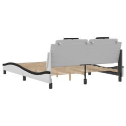 Cadre de lit sans matelas blanc et noir 160x200 cm similicuir 
