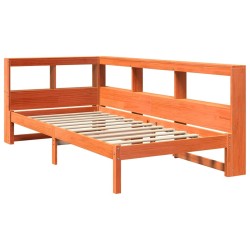 Lit bibliothèque sans matelas cire marron 90x190 cm pin massif 