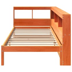 Lit bibliothèque sans matelas cire marron 90x190 cm pin massif 