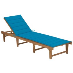 Chaise longue pliable avec coussin Bois d'acacia solide 