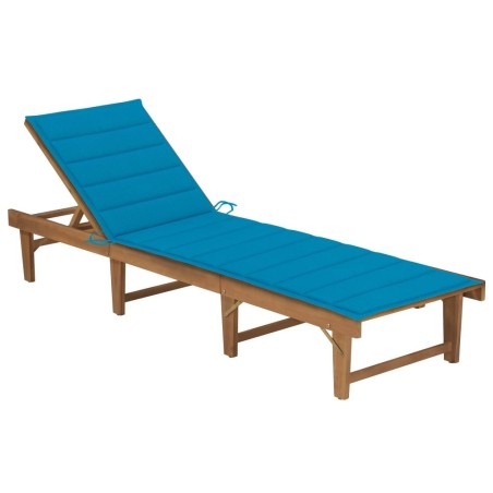 Chaise longue pliable avec coussin Bois d'acacia solide 