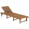 Chaise longue pliable avec coussin Bois d'acacia solide 