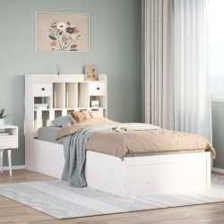Cadre de lit sans matelas blanc 75x190 cm bois de pin massif 