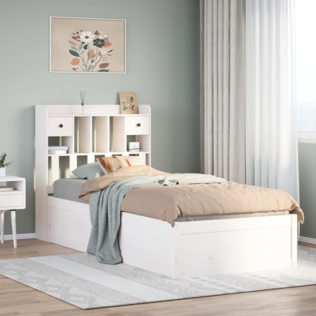 Cadre de lit sans matelas blanc 75x190 cm bois de pin massif 