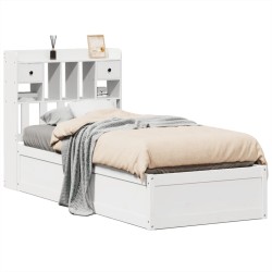 Cadre de lit sans matelas blanc 75x190 cm bois de pin massif 