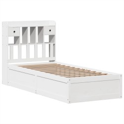 Cadre de lit sans matelas blanc 75x190 cm bois de pin massif 