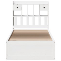 Cadre de lit sans matelas blanc 75x190 cm bois de pin massif 