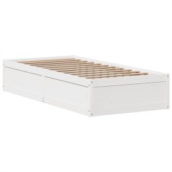 Cadre de lit sans matelas blanc 75x190 cm bois de pin massif 