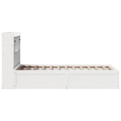 Cadre de lit sans matelas blanc 75x190 cm bois de pin massif 