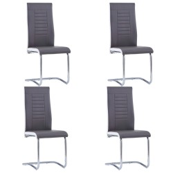 Chaises à manger cantilever lot de 4 gris similicuir 