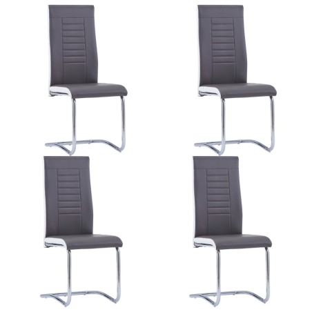 Chaises à manger cantilever lot de 4 gris similicuir 