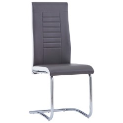 Chaises à manger cantilever lot de 4 gris similicuir 