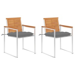 Chaises de jardin avec coussins lot de 2 Acacia solide et acier 