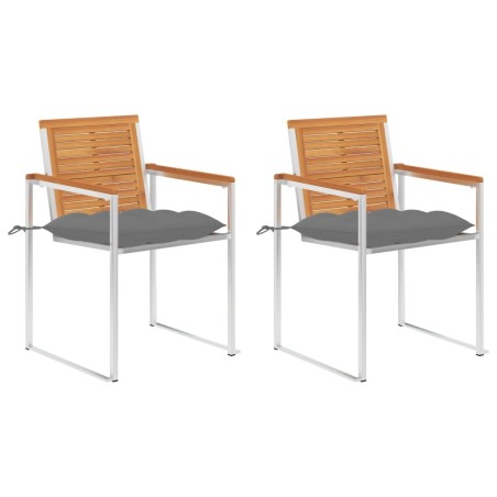 Chaises de jardin avec coussins lot de 2 Acacia solide et acier 