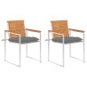 Chaises de jardin avec coussins lot de 2 Acacia solide et acier 