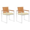 Chaises de jardin avec coussins lot de 2 Acacia solide et acier 