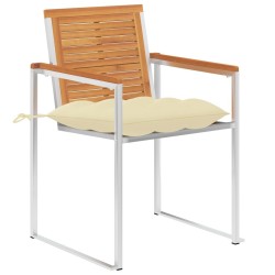 Chaises de jardin avec coussins lot de 2 Acacia solide et acier 