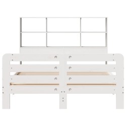 Cadre de lit sans matelas blanc 135x190 cm bois de pin massif 