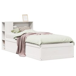 Cadre de lit sans matelas blanc 75x190 cm bois de pin massif 