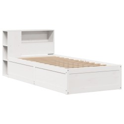 Cadre de lit sans matelas blanc 75x190 cm bois de pin massif 