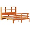 Lit bibliothèque sans matelas cire marron 135x190 cm pin massif 