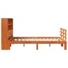 Lit bibliothèque sans matelas cire marron 135x190 cm pin massif 