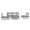 Salon de jardin 5 pcs Gris Bois de pin massif 