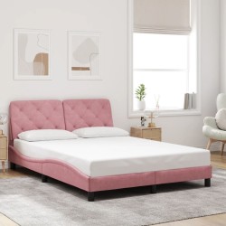 Cadre de lit sans matelas rose 140x190 cm velours 
