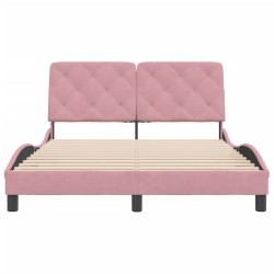 Cadre de lit sans matelas rose 140x190 cm velours 