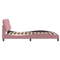 Cadre de lit sans matelas rose 140x190 cm velours 