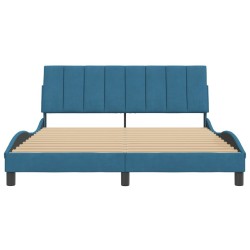 Cadre de lit sans matelas bleu 160x200 cm velours 