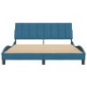 Cadre de lit sans matelas bleu 160x200 cm velours 
