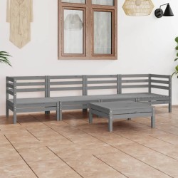 Salon de jardin 5 pcs Gris Bois de pin massif 