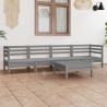 Salon de jardin 5 pcs Gris Bois de pin massif 
