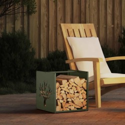 Portant de bois chauffage vert olive 40x40x40 cm 