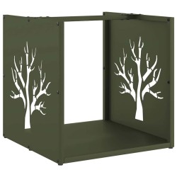 Portant de bois chauffage vert olive 40x40x40 cm 