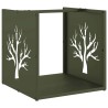 Portant de bois chauffage vert olive 40x40x40 cm 